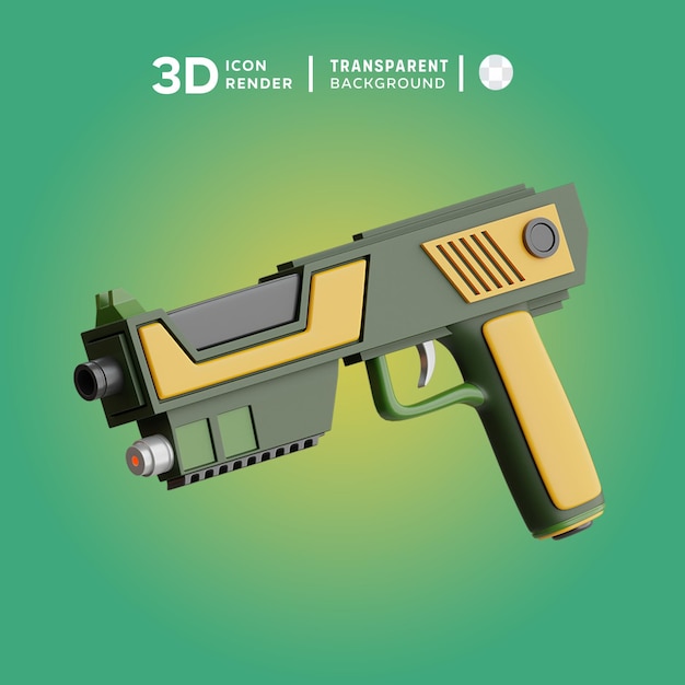 PSD illustrazione 3d della pistola di paintball psd