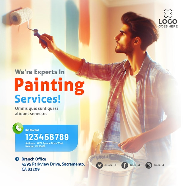 PSD psd painting services poster flyer and social media post banner templates