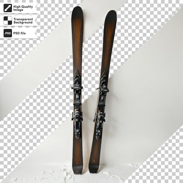 Psd pair of alpine skis on transparent background with editable mask layer