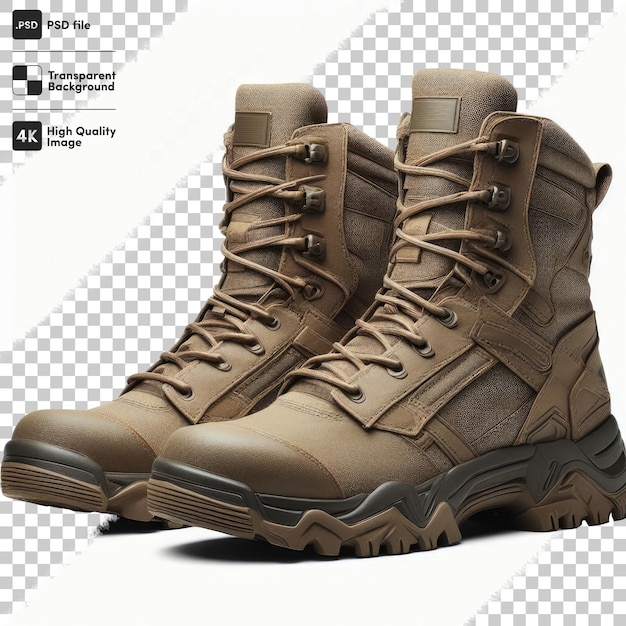 PSD psd pair of army boots on a transparent background