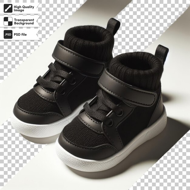 Psd pair of baby shoes on transparent background with editable mask layer