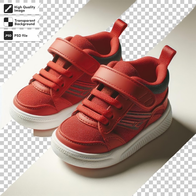 Psd pair of baby shoes on transparent background with editable mask layer