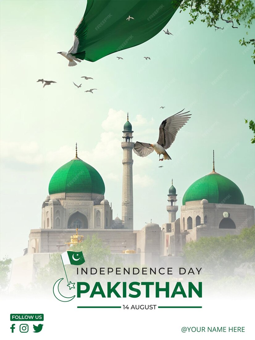 Premium PSD Psd pakistan independence day greeting poster design template