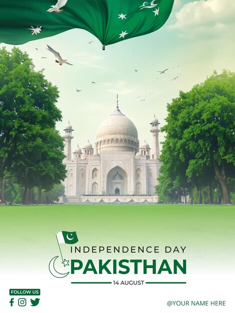 PSD psd pakistan independence day greeting poster design template