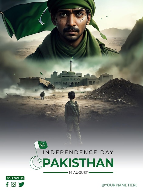 PSD psd pakistan independence day greeting poster design template