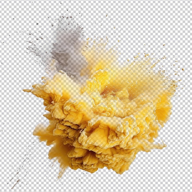 Psd pale yellow powder explosion isolated on transparent background hd png