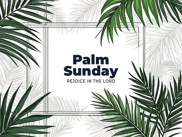 PSD psd palm cross and palm tree leaves palm sunday wreath with circle green background