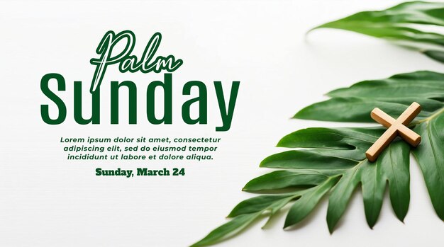 PSD Шаблон баннера psd palm sunday с пальмовыми листьями