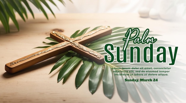 PSD psd palm sunday banner template with palm leaves