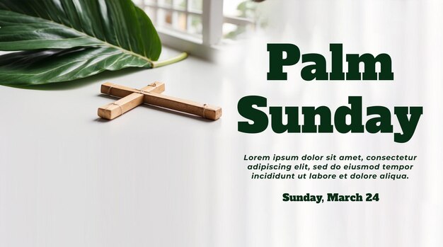 Psd palm sunday banner template with palm leaves