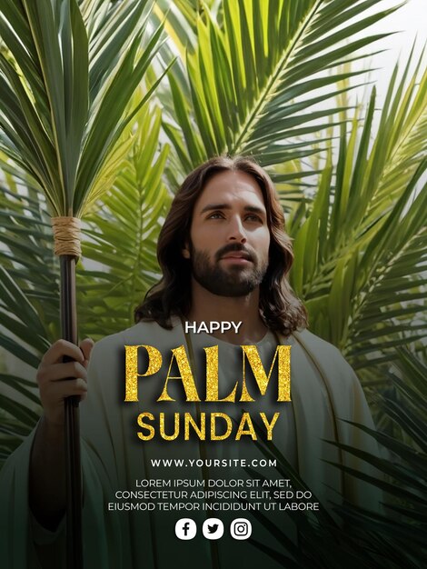 PSD psd palm sunday poster template design with background image