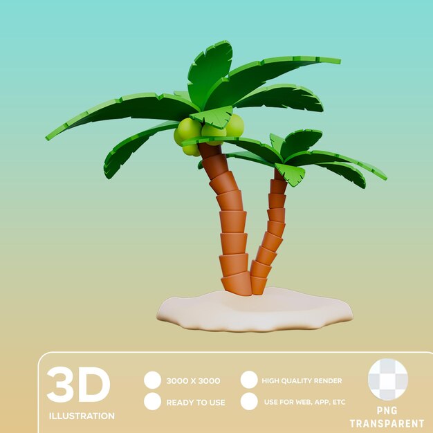 PSD illustrazione 3d della palma psd