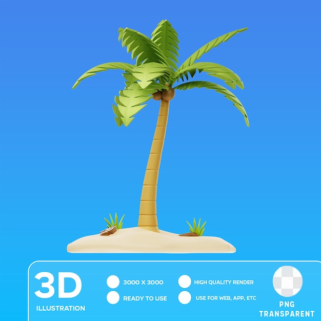 PSD illustrazione 3d della palma psd