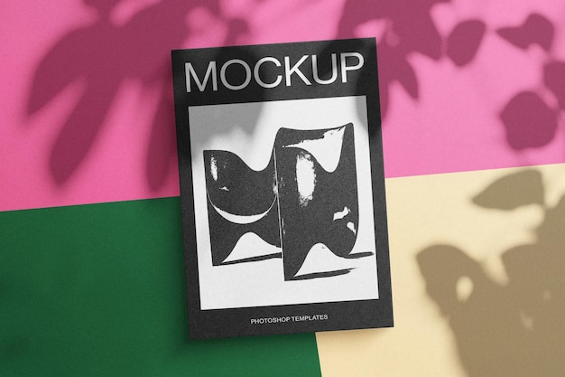 PSD Paper Poster Mockup Template Design with Shadow Overlay