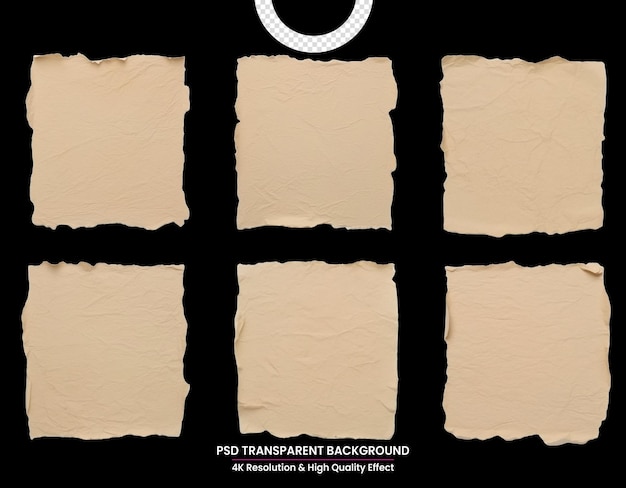 PSD Papier ze starą teksturą Transparentne tło lub vintage Starożytna tekstura papieru Tło