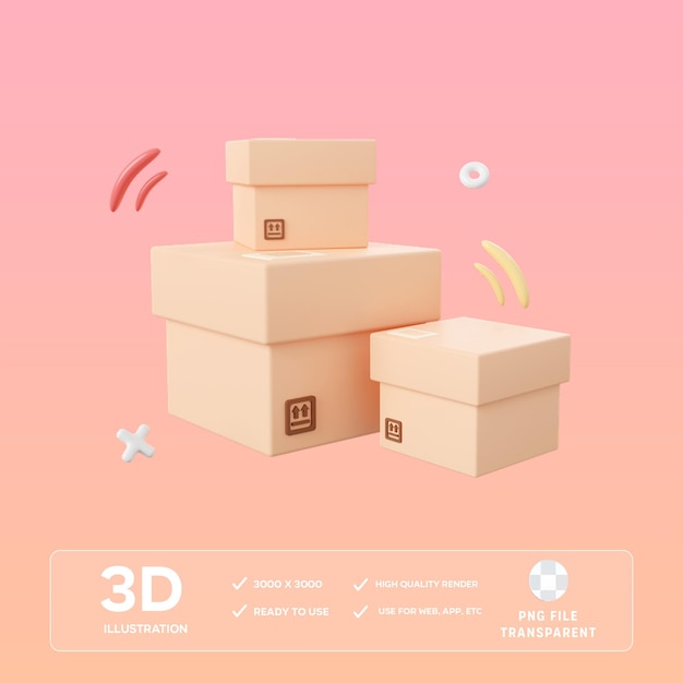 psd parcel box 3d illustration