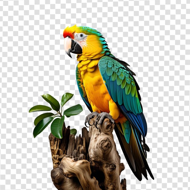 Psd pappagallo isolato su un ramo