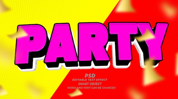 Psd 파티 댄스 3d 편집 가능한 텍스트 효과 포토 ⁇  템플릿