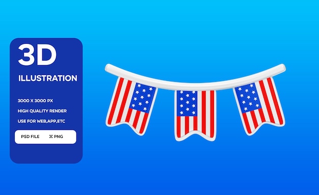 Иллюстрация PSD Party Garland 3D