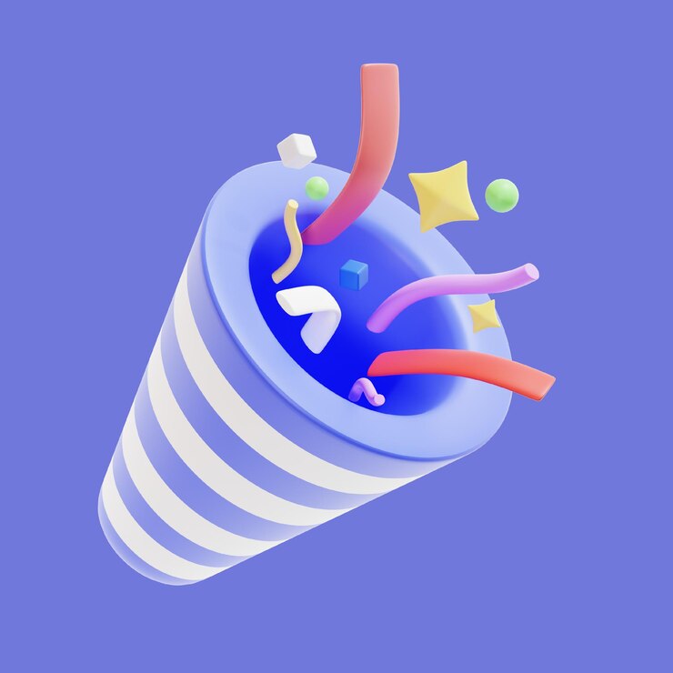 PSD psd 파티 팝퍼 아이콘 3d 일러스트레이션 투명
