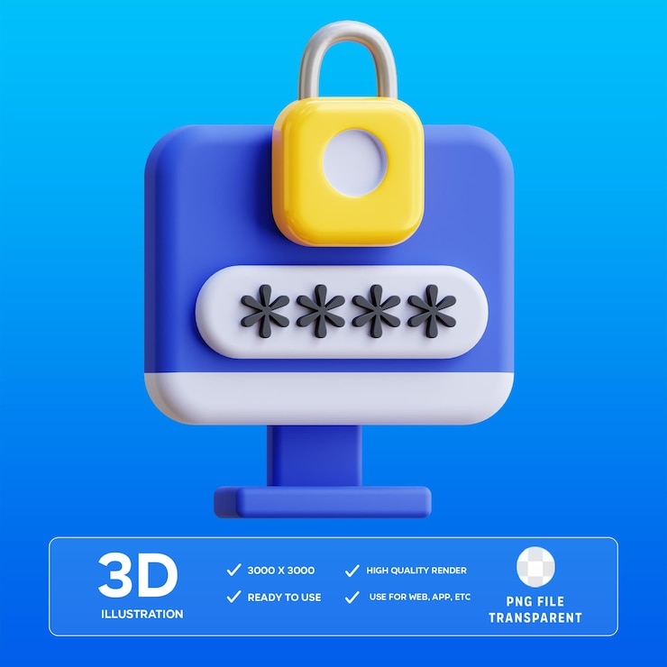 PSD psd пароль 3d иллюстрация