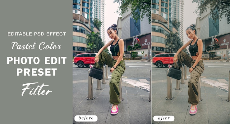 PSD psd pastel color photo edit preset filter for summer travel portrait vibrant instagram filter