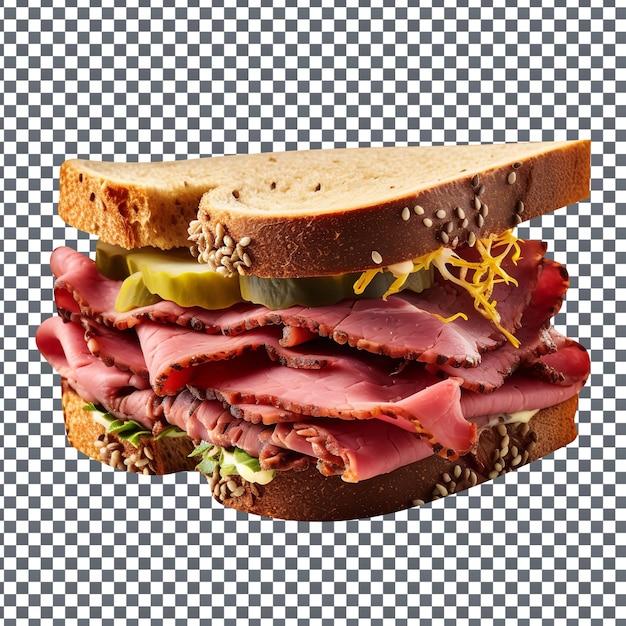 PSD psd pastrami sandwich isolated on transparent background