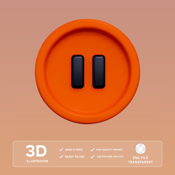 PSD psd pause button 3d illustration