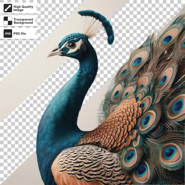 PSD psd peacock with feathers on transparent background with editable mask layer