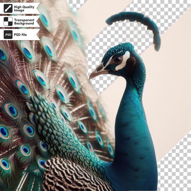 PSD psd peacock with feathers on transparent background with editable mask layer