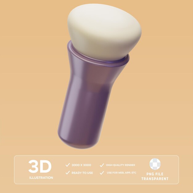 PSD pędzel makijażowy 3D Ilustracja