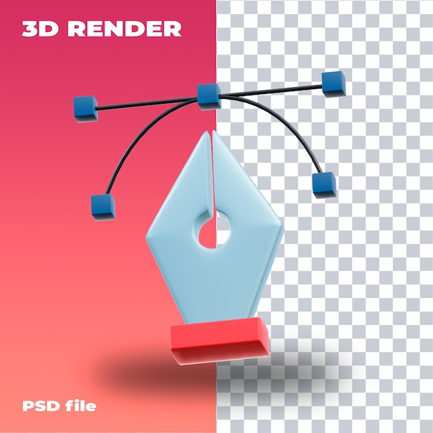 PSD psd pen tool 3d icon high resolution  transparent 3d render