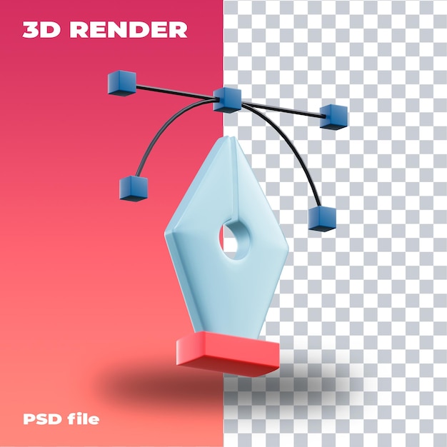 Psd pen tool 3d icon high resolution  transparent 3d render