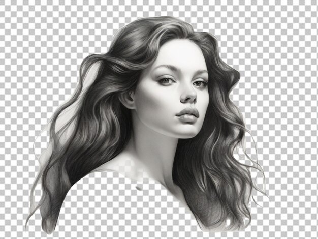 Psd of a pencil drawing woman