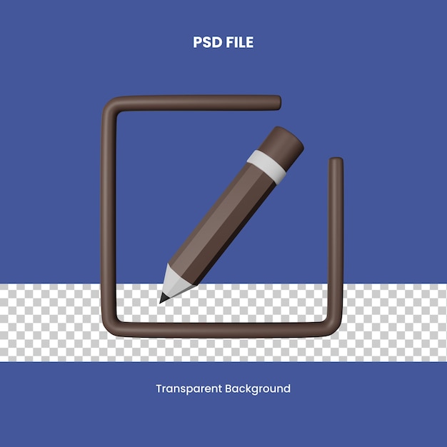 PSD illustrazione dell'icona 3d di psd pencil tool