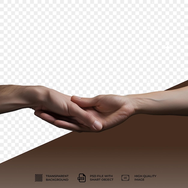 Psd people connecting through hands isolated on transparent background