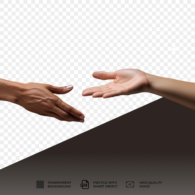 PSD psd people connecting through hands isolated on transparent background