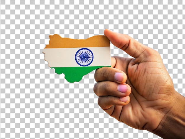 PSD psd person waving the flag of republic of india on transparent background