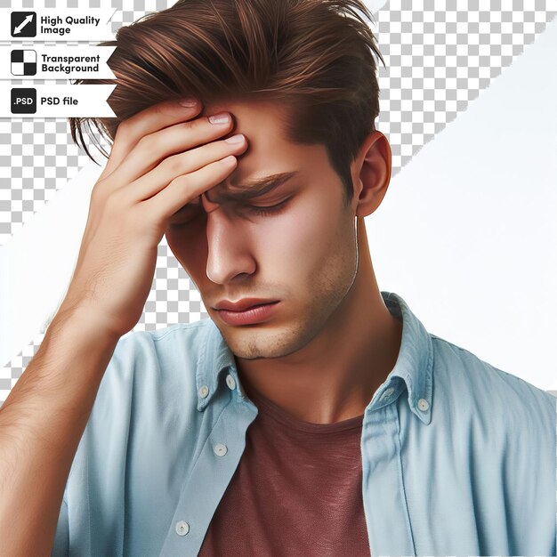 PSD psd person with headache on transparent background with editable mask layer