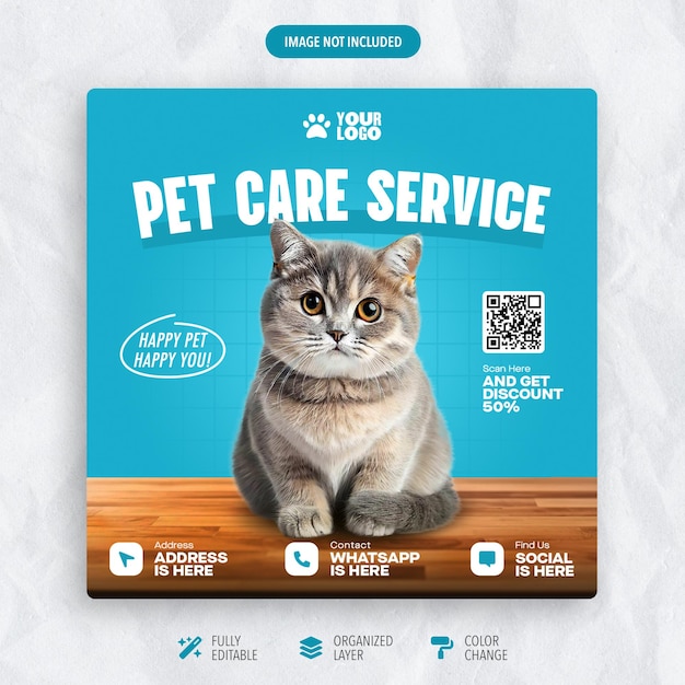 PSD psd a pet care service ad for social media post