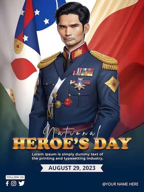 Psd philippines national heroes day poster template