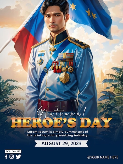 Psd 필리핀 국가 영웅의 날 포스터 템플릿