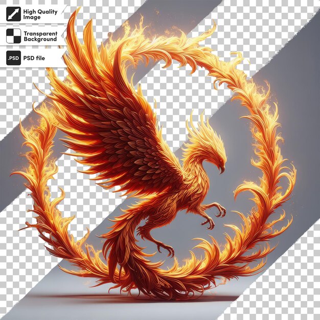 PSD psd of a phoenix bird on transparent background with editable mask layer