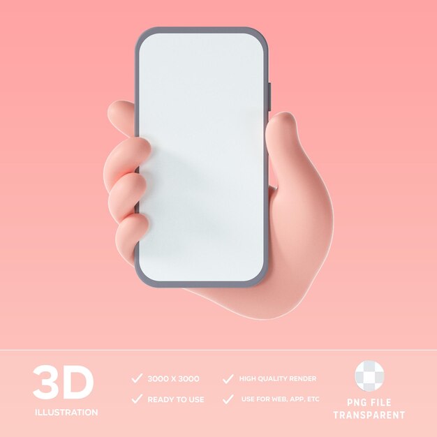 PSD телефон с 3D-иллюстрацией