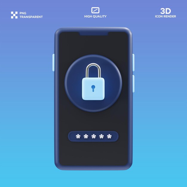 PSD-phonelogin 3D-illustratie