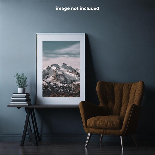 Psd photo mockup frame in the living room