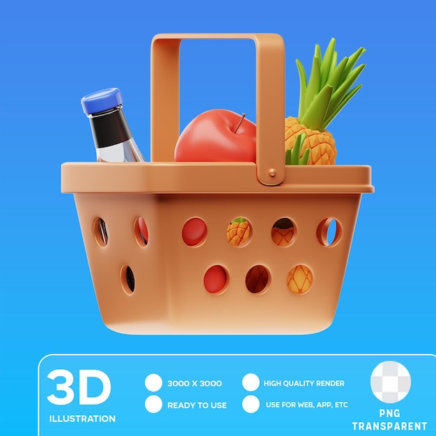 PSD Иллюстрация 3d корзины для пикника psd