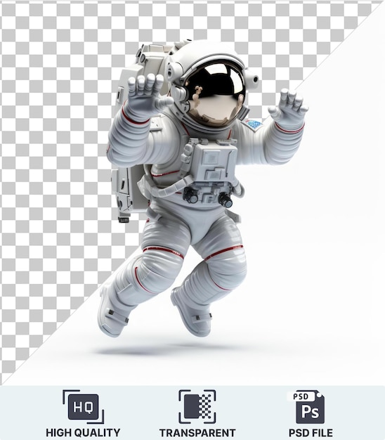 PSD 3d アニメの宇宙飛行士がヘルメットをかぶって