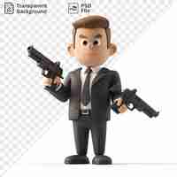 PSD psd picture 3d arms dealer cartoon selling weapons to a customer