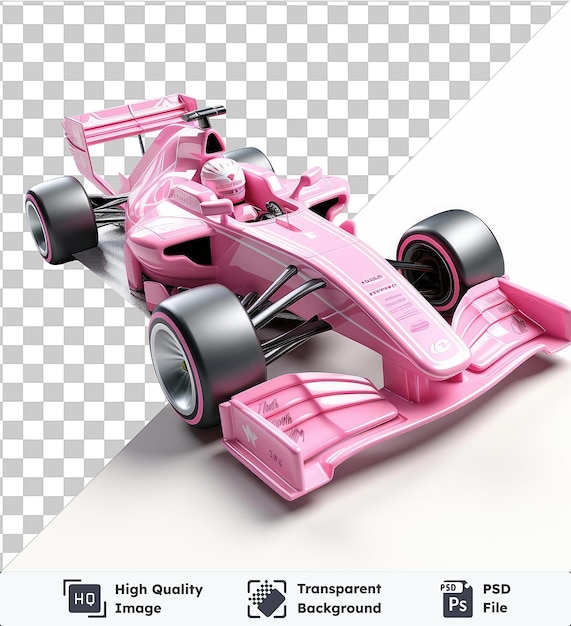 PSD immagine psd 3d pilota di auto da corsa cartone animato che supera la velocità su un'immagine di pista da corsa